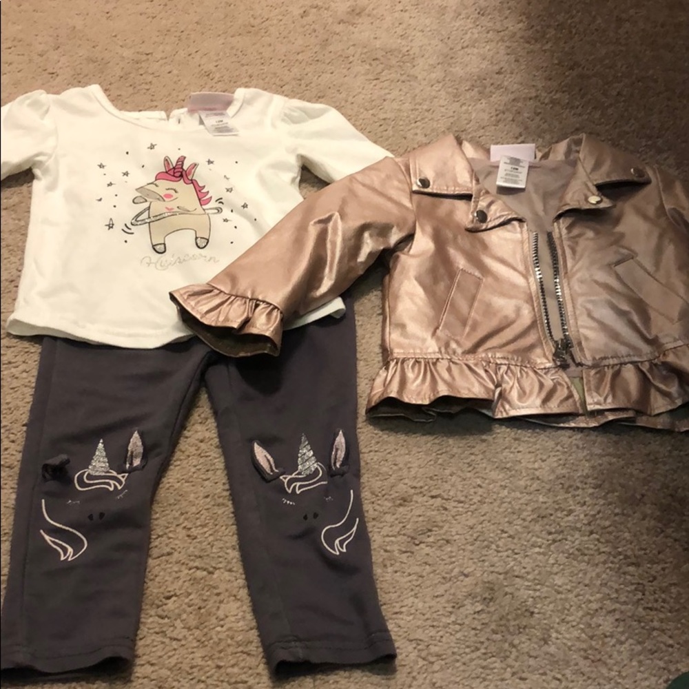 Baby Girls Shirt, Jacket and Leggings 3 pc. Set